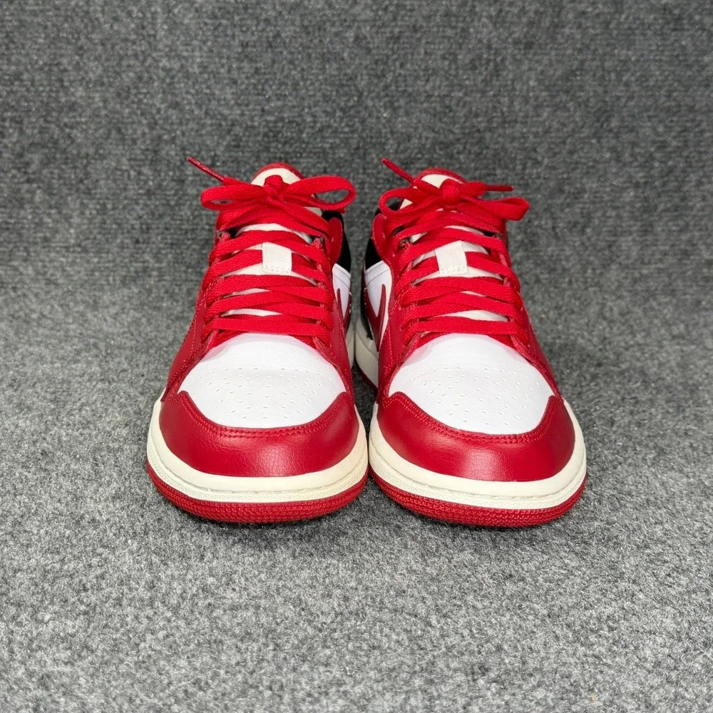 Jordan 1 Low Athletic Shoes Women's 8.5 Reverse Black Toe Red Retro Sneakers